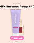 hideaway. Mini Aurora Rouge Body Wash, inspired by MFK Baccarat Rouge 540, travel size, made in Australia