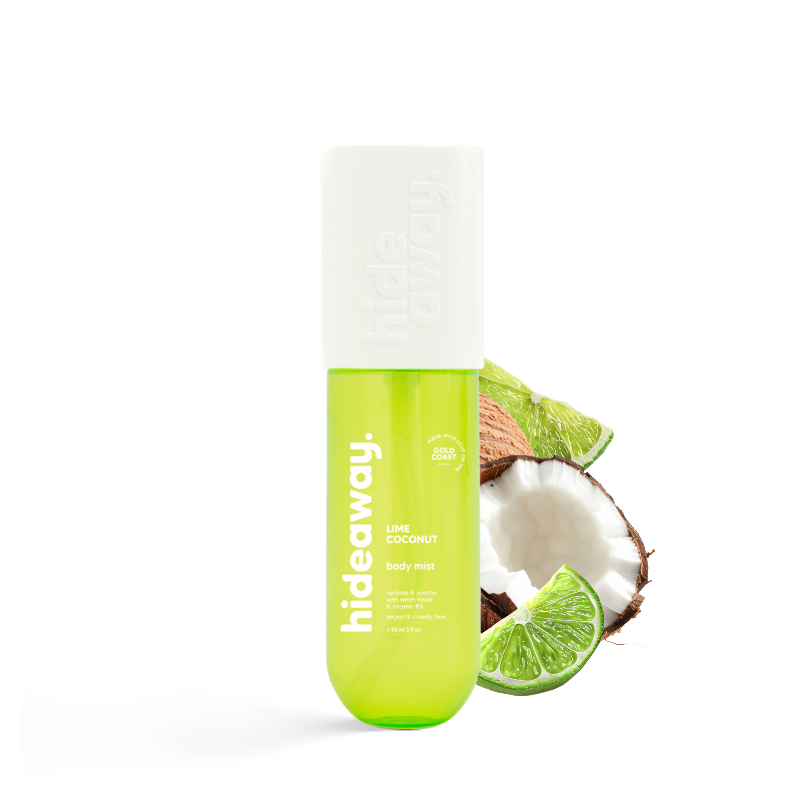 Fresh body mist with zesty lime and creamy coconut. Light, tropical, and super refreshing.