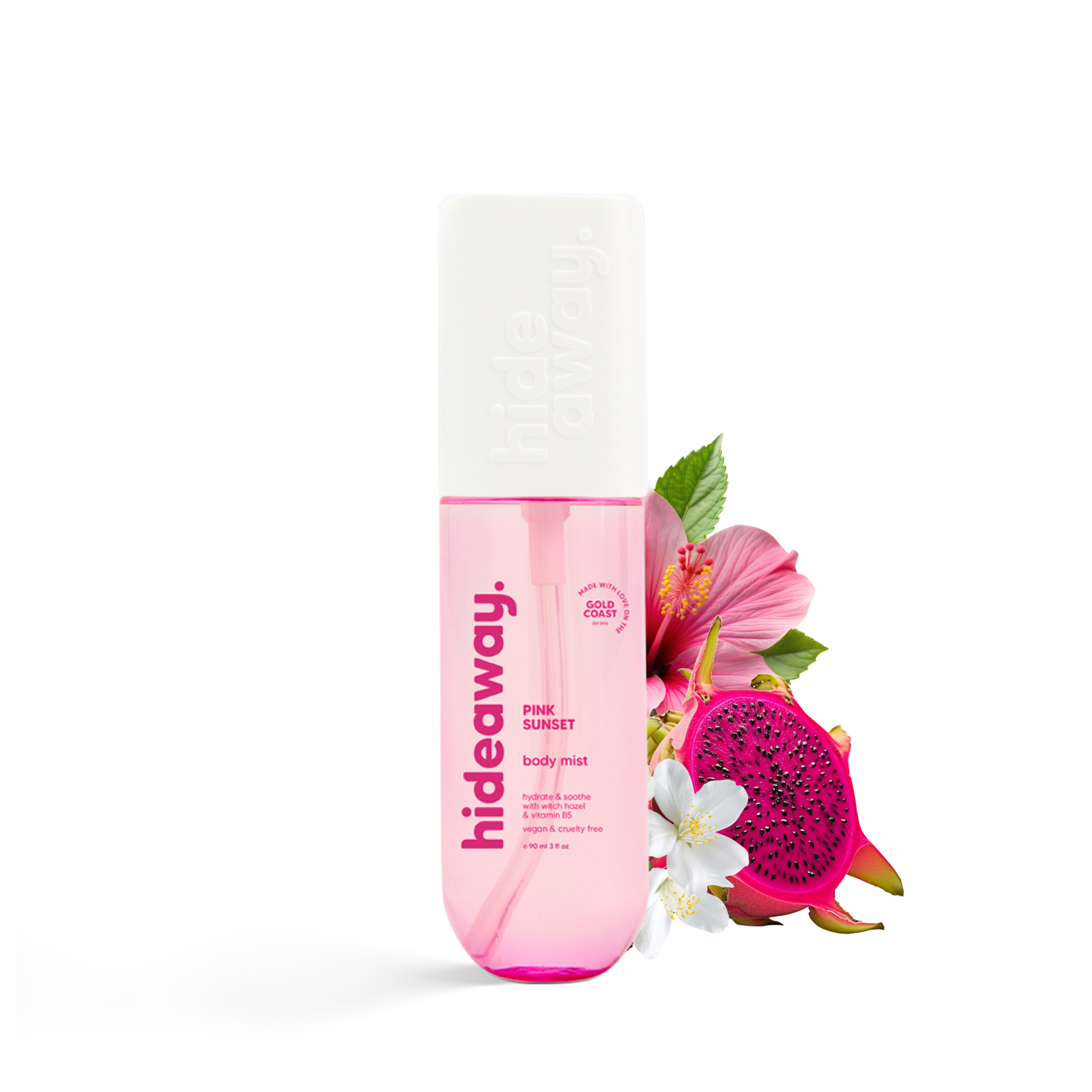Dreamy body mist with fruity and floral notes. Soft, summery, and made for golden hour.
