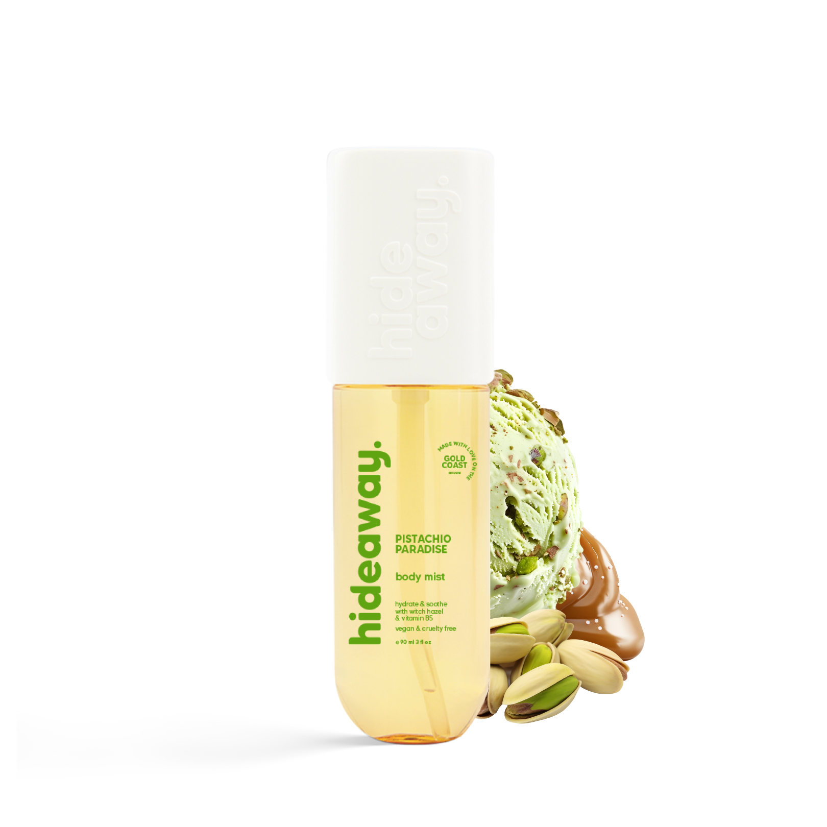 Nutty body mist with pistachio, vanilla, and caramel. Rich, sweet, and totally delicious.
