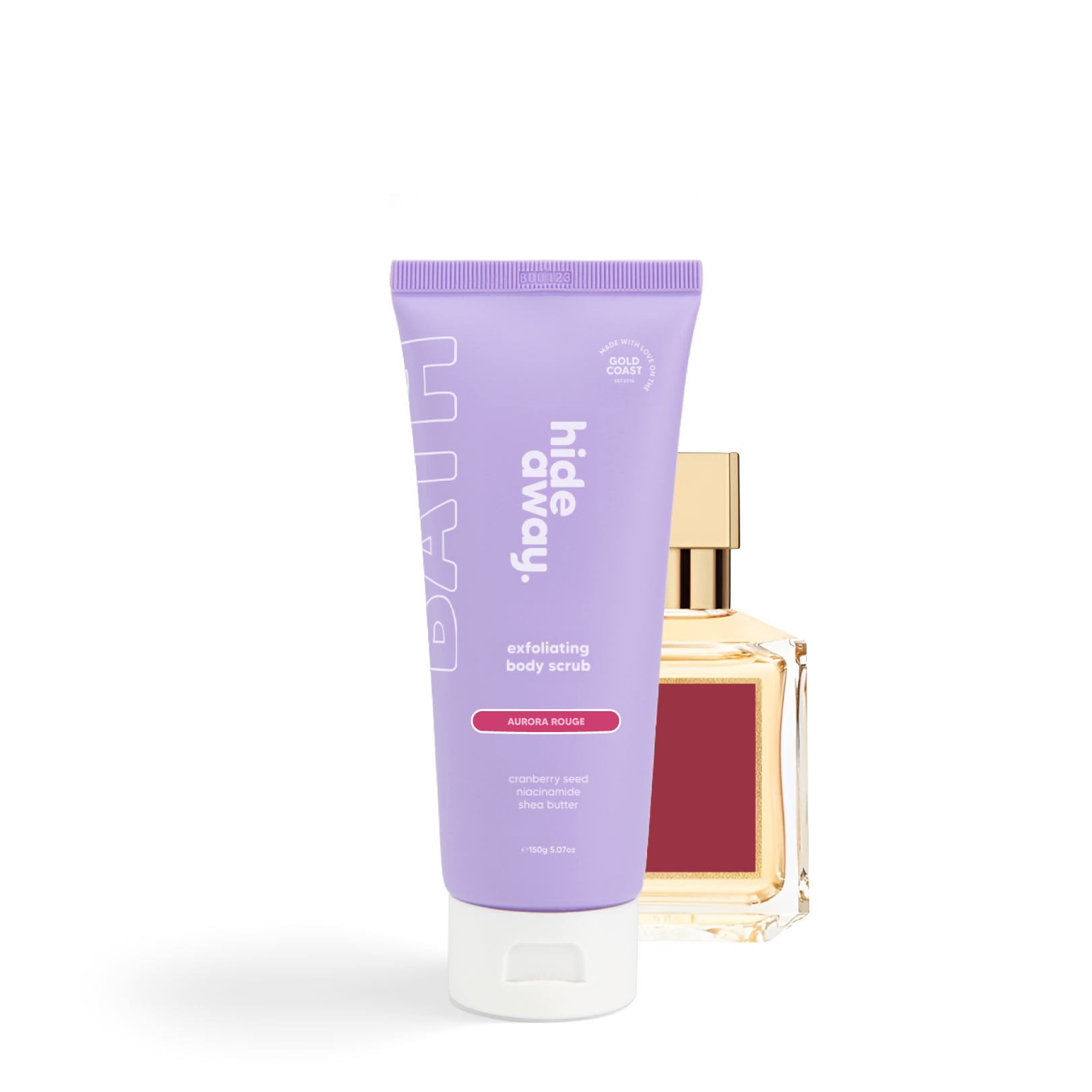 Luxe body scrub with red berries, florals, and musk. Polishes skin and smells divine.