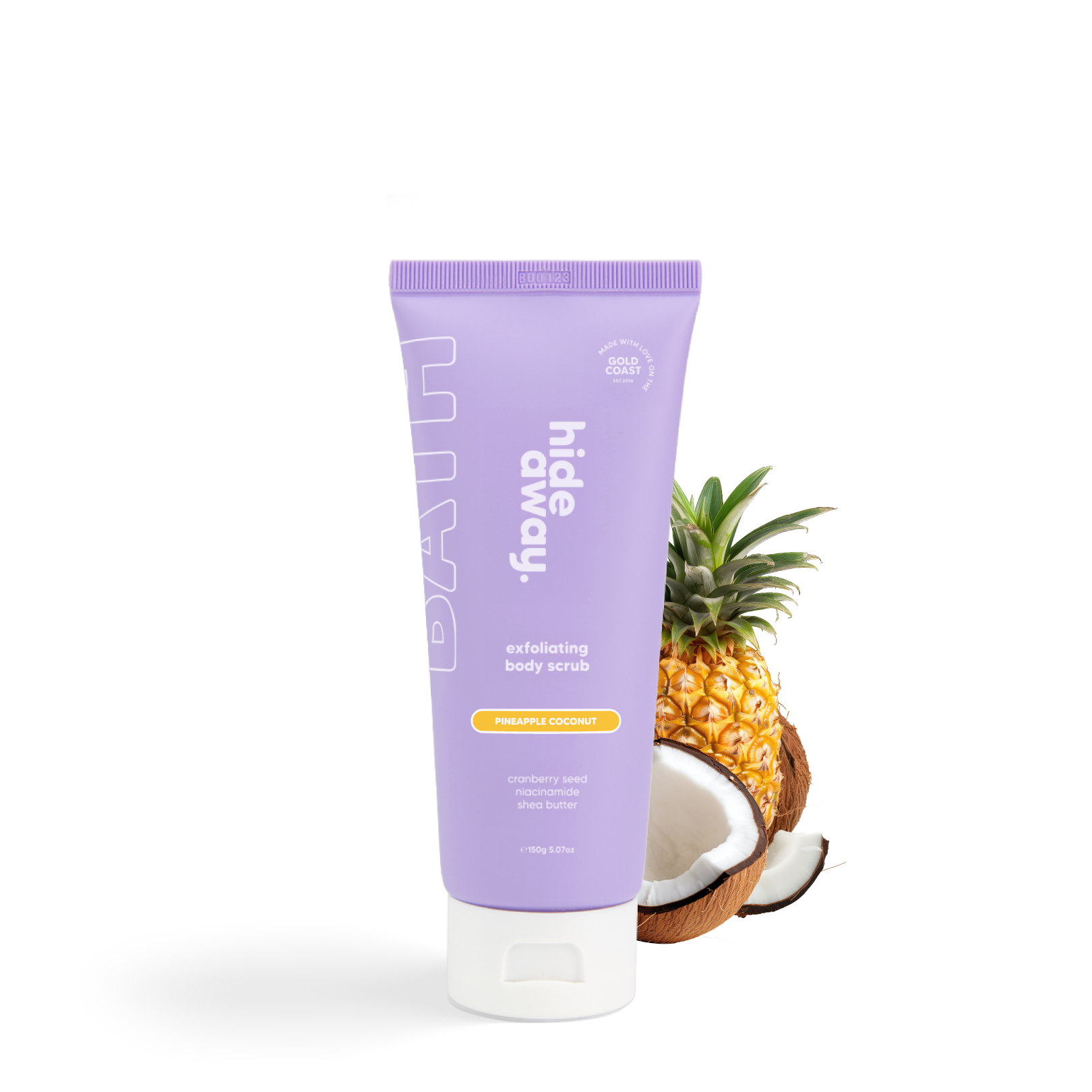 Sweet tropical scrub with pineapple and coconut. Gently buffs and smells like summer.