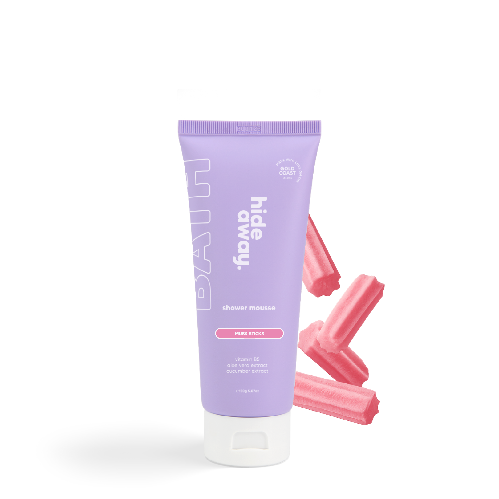 Nostalgic shower mousse with the sweet, powdery scent of musk stick candy. Soft, fluffy, and deliciously scented.