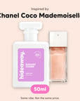 hideaway. Elegant Charm perfume 50ml beside the Chanel Coco Mademoiselle bottle it is inspired by, handmade on the Gold Coast