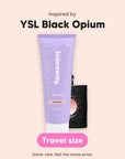 hideaway. Mini Black Essence Body Wash, inspired by YSL Black Opium, travel size, made in Australia