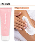 Body custard texture swiped on skin, beside Hideaway. Black Essence body custard