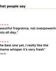 Two five star customer reviews of Hideaway. Boheme Whisper perfume
