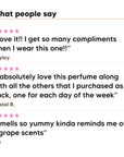 Three five star customer reviews of Hideaway. Cosmic Kiss perfume