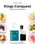 Notes inside Kings Conquest: Pineapple, blackcurrant, apple, birch, patchouli, rose