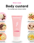 Aurora Rouge body custard mini, key ingredients: shea butter, cocoa butter, mango butter, sweet almond oil, macadamia oil and vitamin E