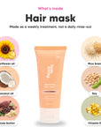 Black Essence hair mask mini, key ingredients: sunflower oil, coconut oil, cocoa butter, rice bran, soy and vitamin E