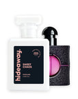 Hideaway. Sweet Chaos perfume 50ml beside the YSL Black Opium Neon bottle it is inspired by