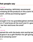 Three five star customer reviews of Hideaway. Vanilla Caramel body wash