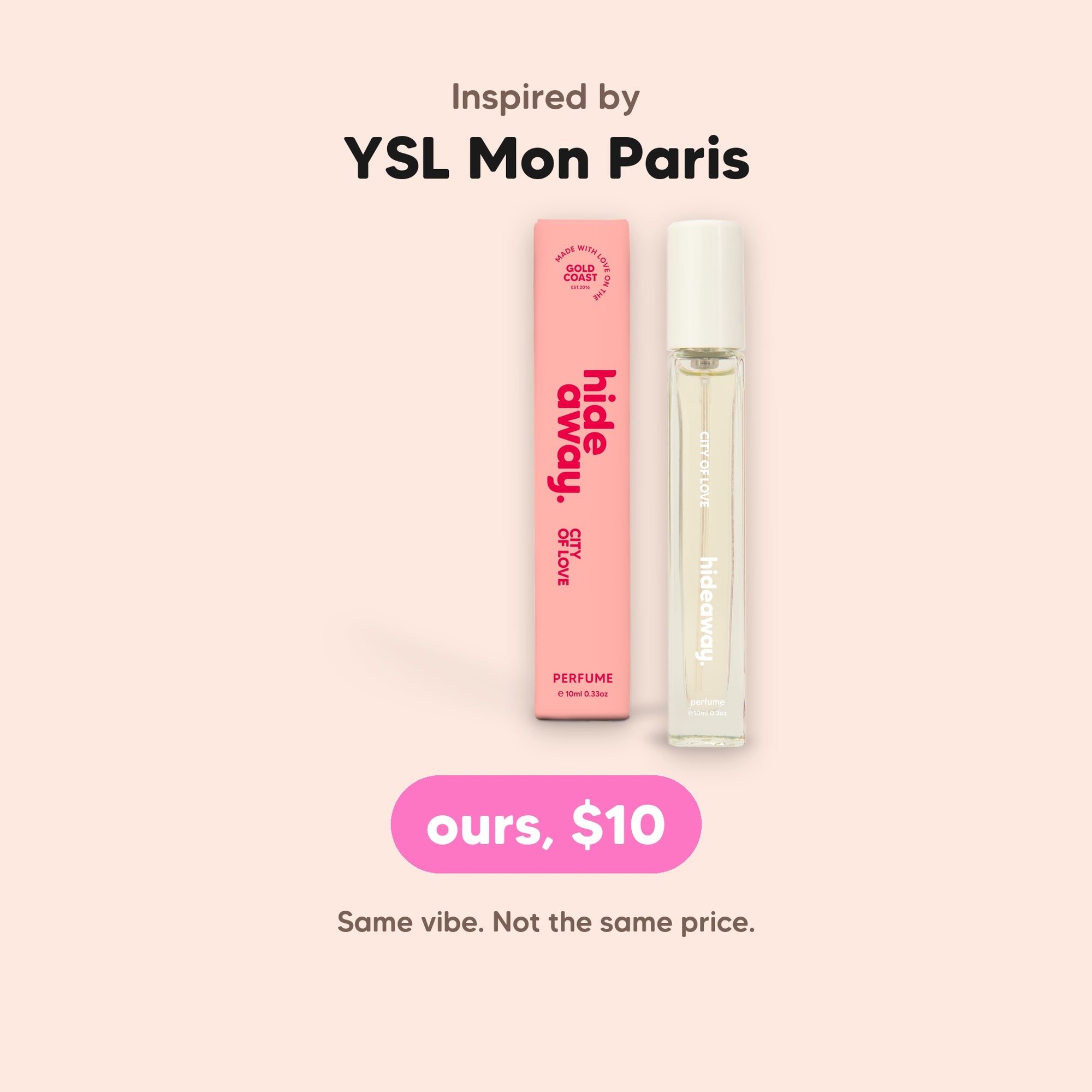 hideaway. City of Love Perfume 10ml, inspired by YSL Mon Paris, $10, made in Australia