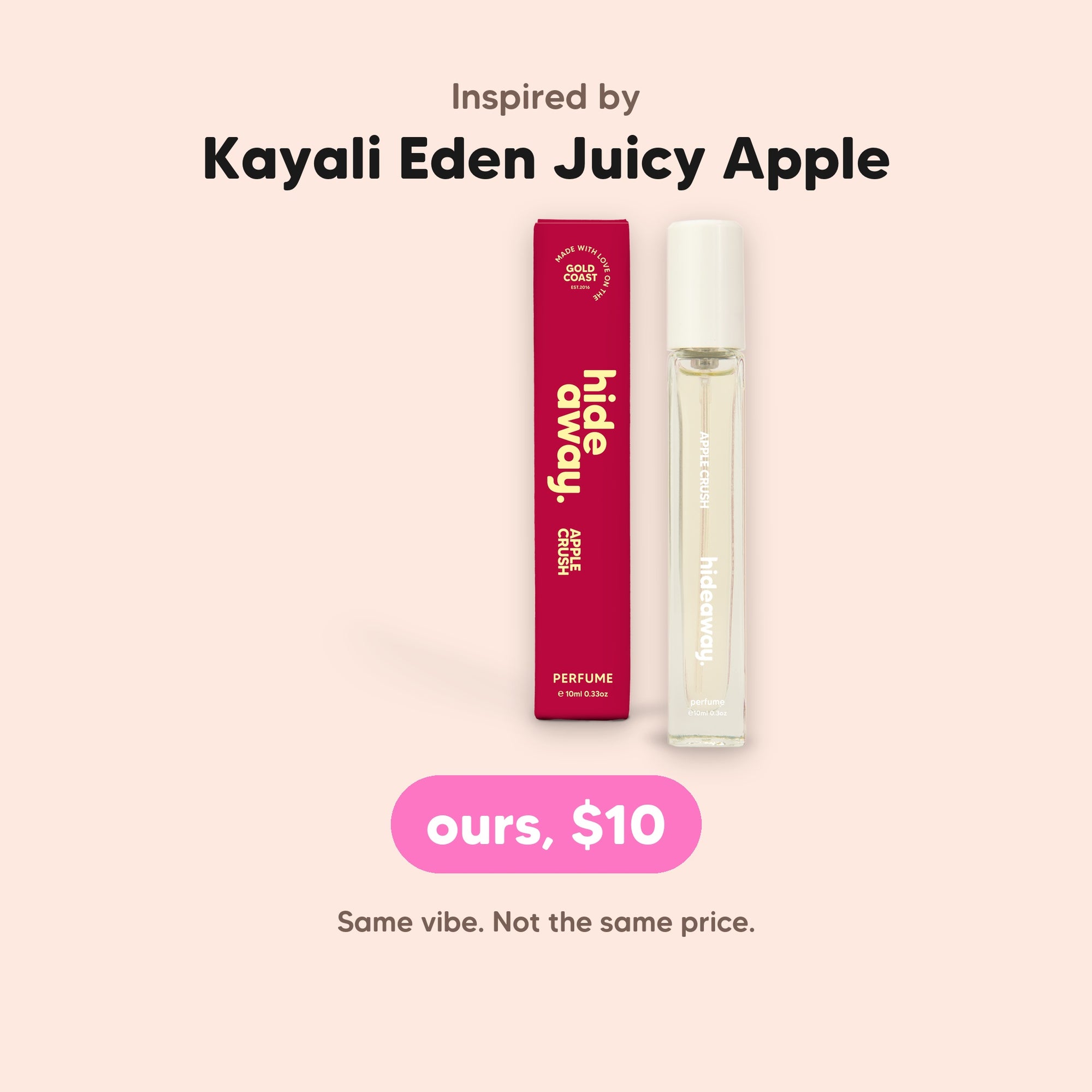 hideaway. Apple Crush Perfume 10ml, inspired by Kayali Eden Juicy Apple, $10, made in Australia