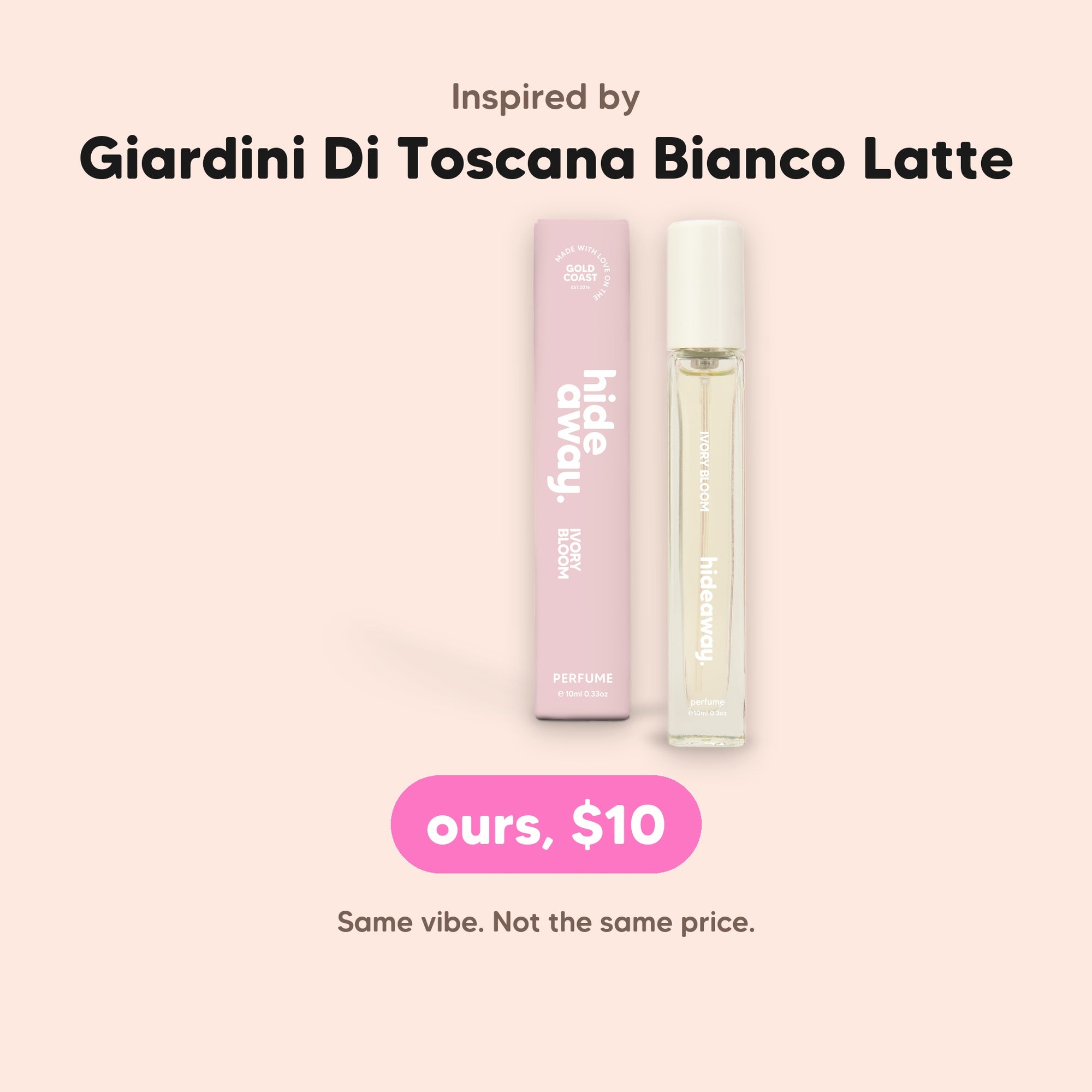 hideaway. Ivory Bloom Perfume 10ml, inspired by Giardini Di Toscana Bianco Latte, $10, made in Australia