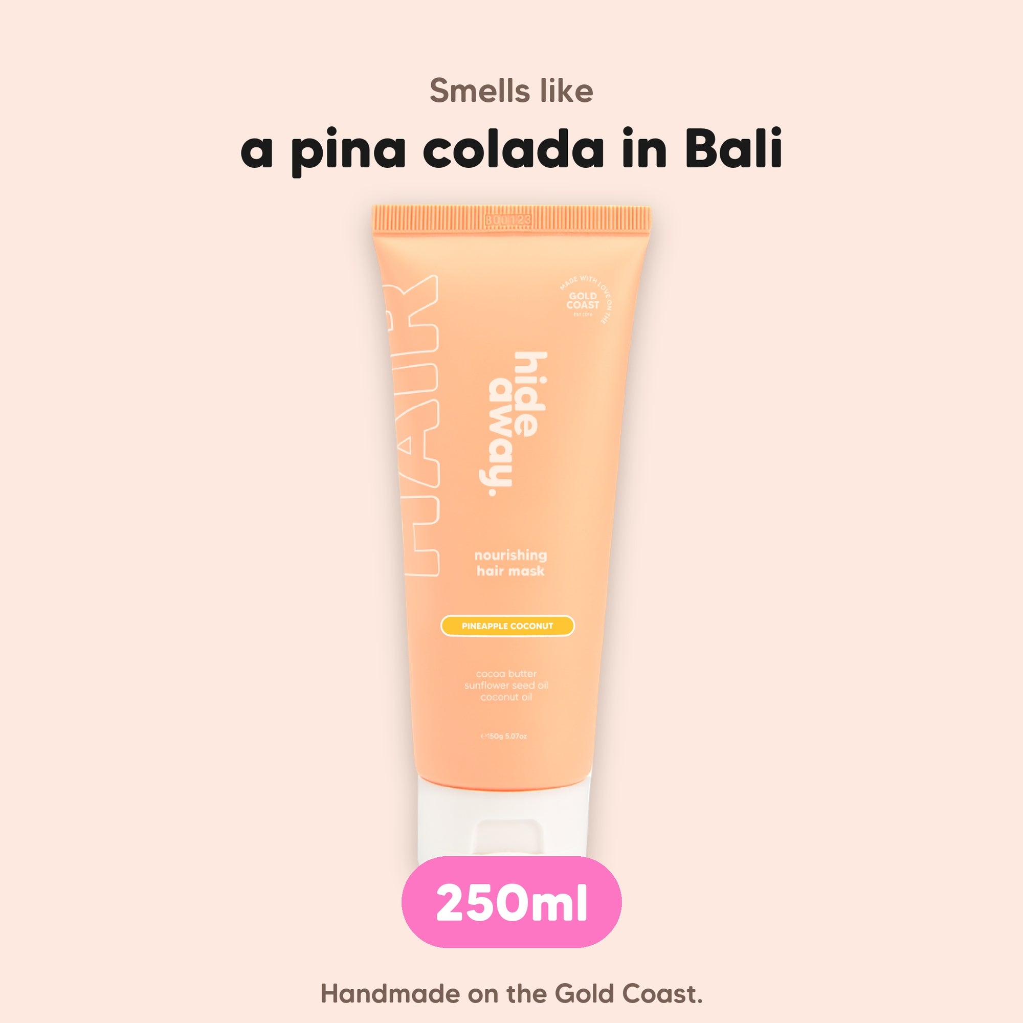hideaway. Pineapple Coconut Hair Mask, 250ml, vegan and made in Australia