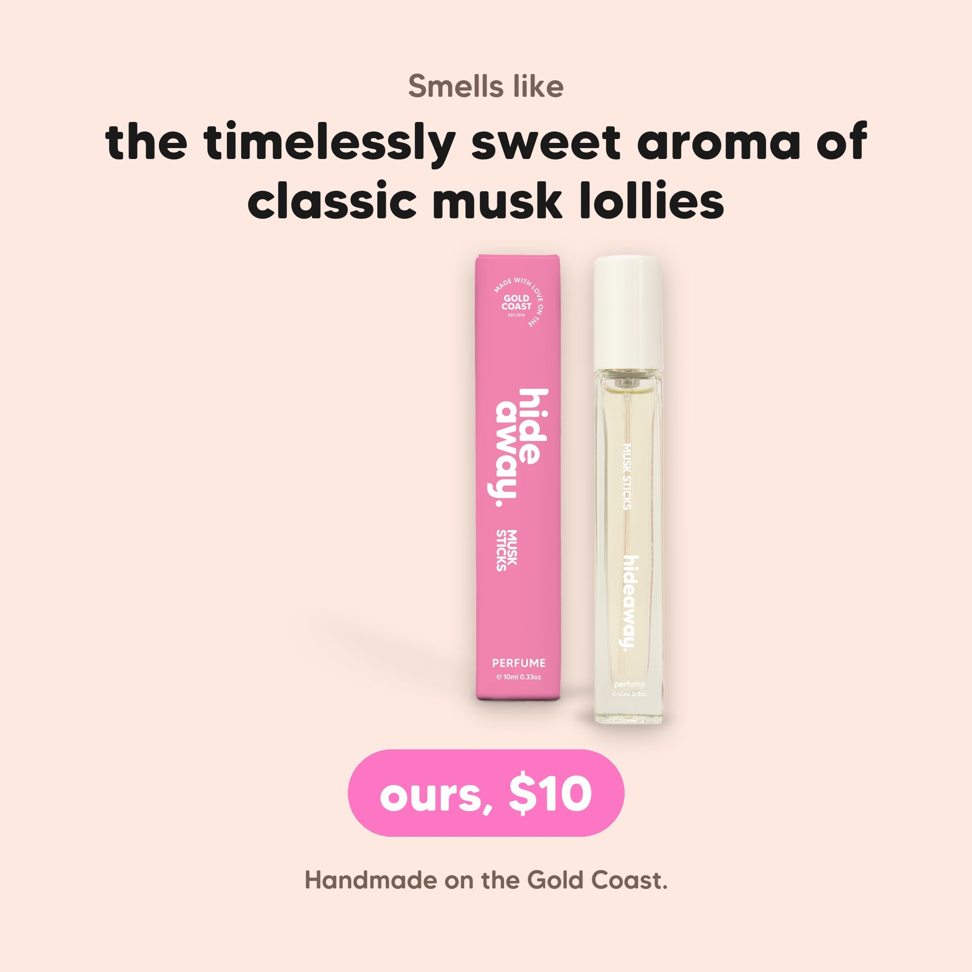 hideaway. Musk Sticks Perfume 10ml, $10, vegan and made in Australia