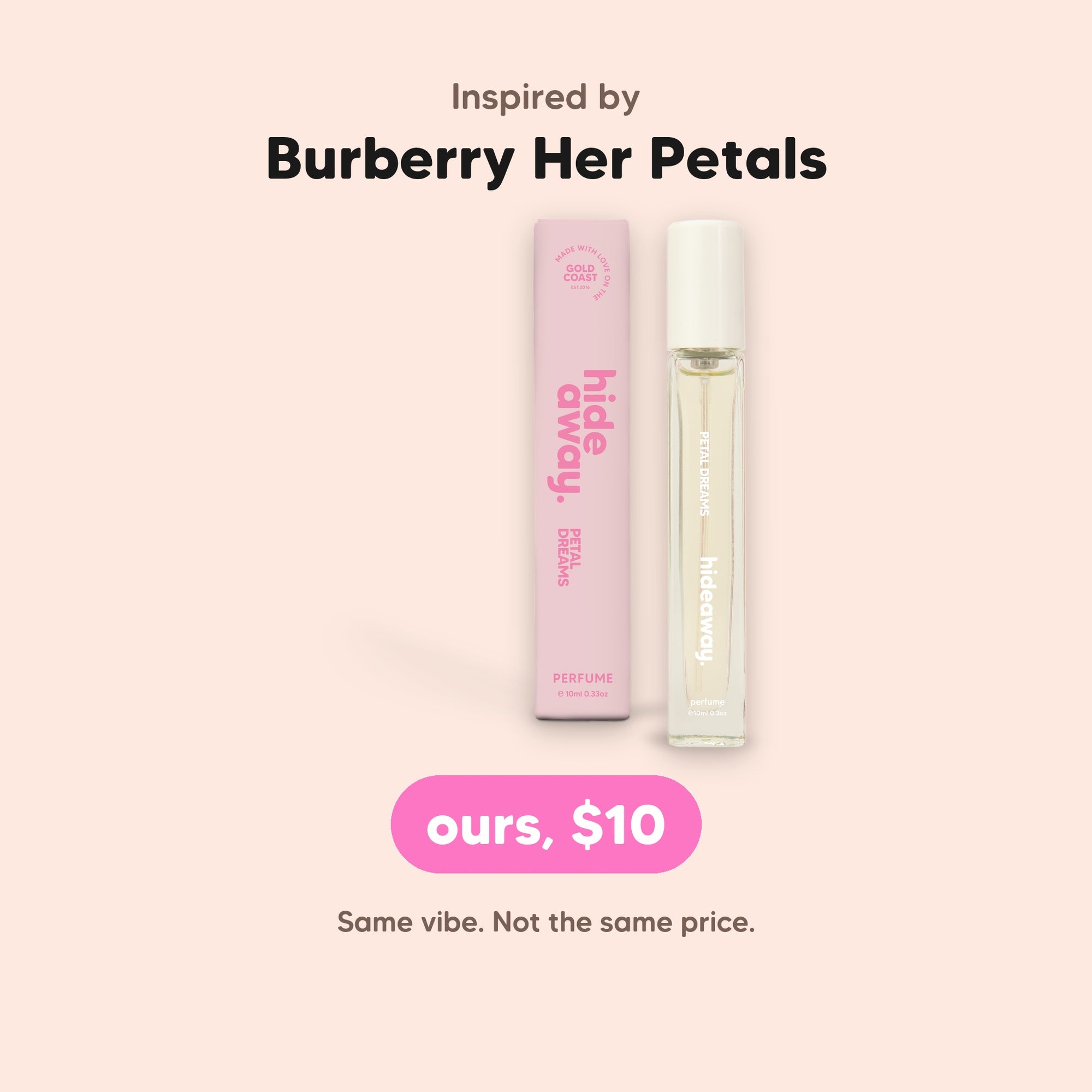 hideaway. Petal Dreams Perfume 10ml, inspired by Burberry Her Petals, $10, made in Australia