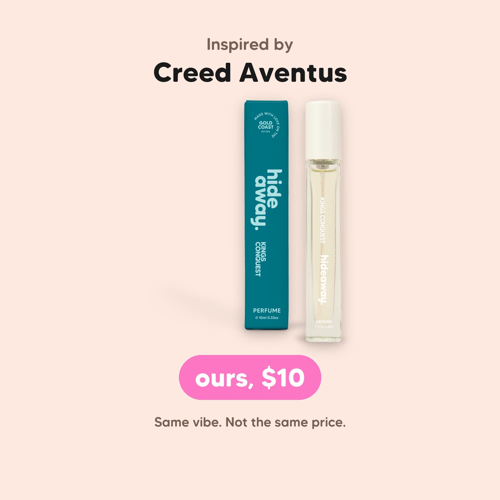 hideaway. Kings Conquest Perfume 10ml, inspired by Creed Aventus, $10, made in Australia