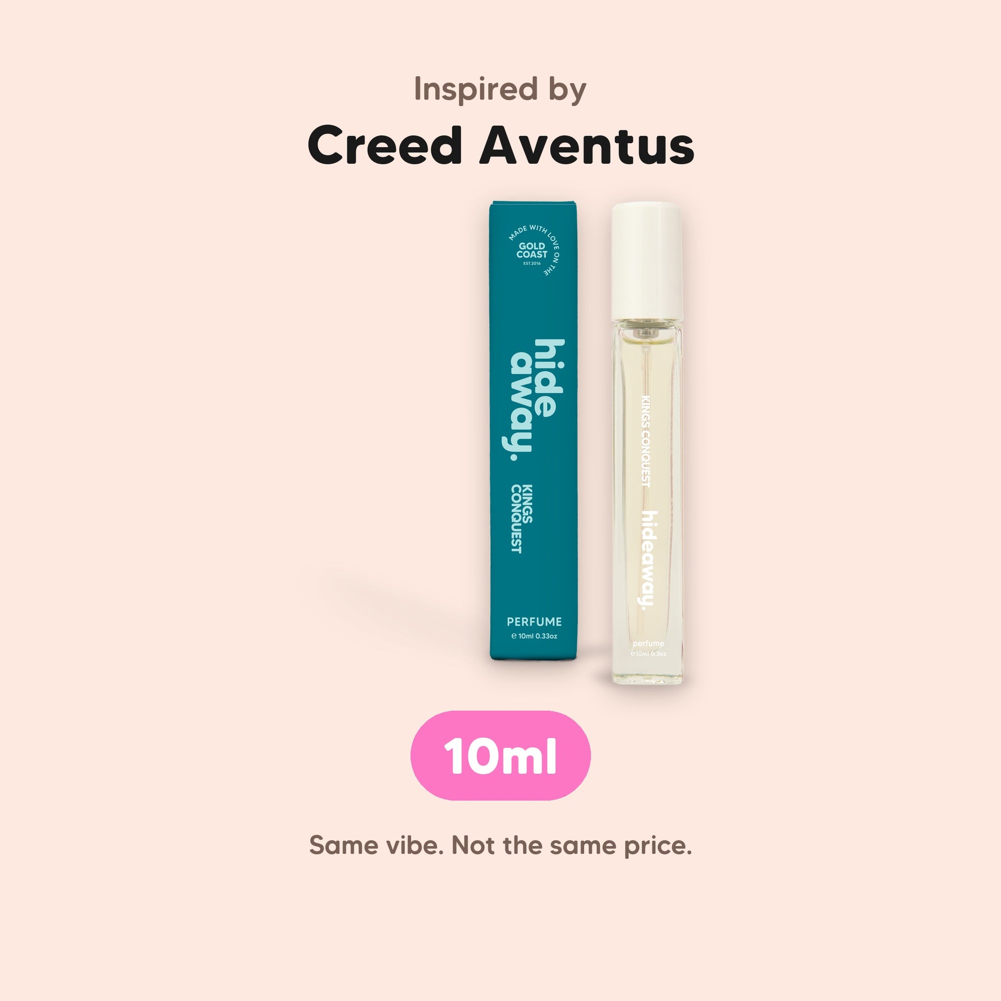 hideaway. Kings Conquest Perfume 10ml, inspired by Creed Aventus, made in Australia