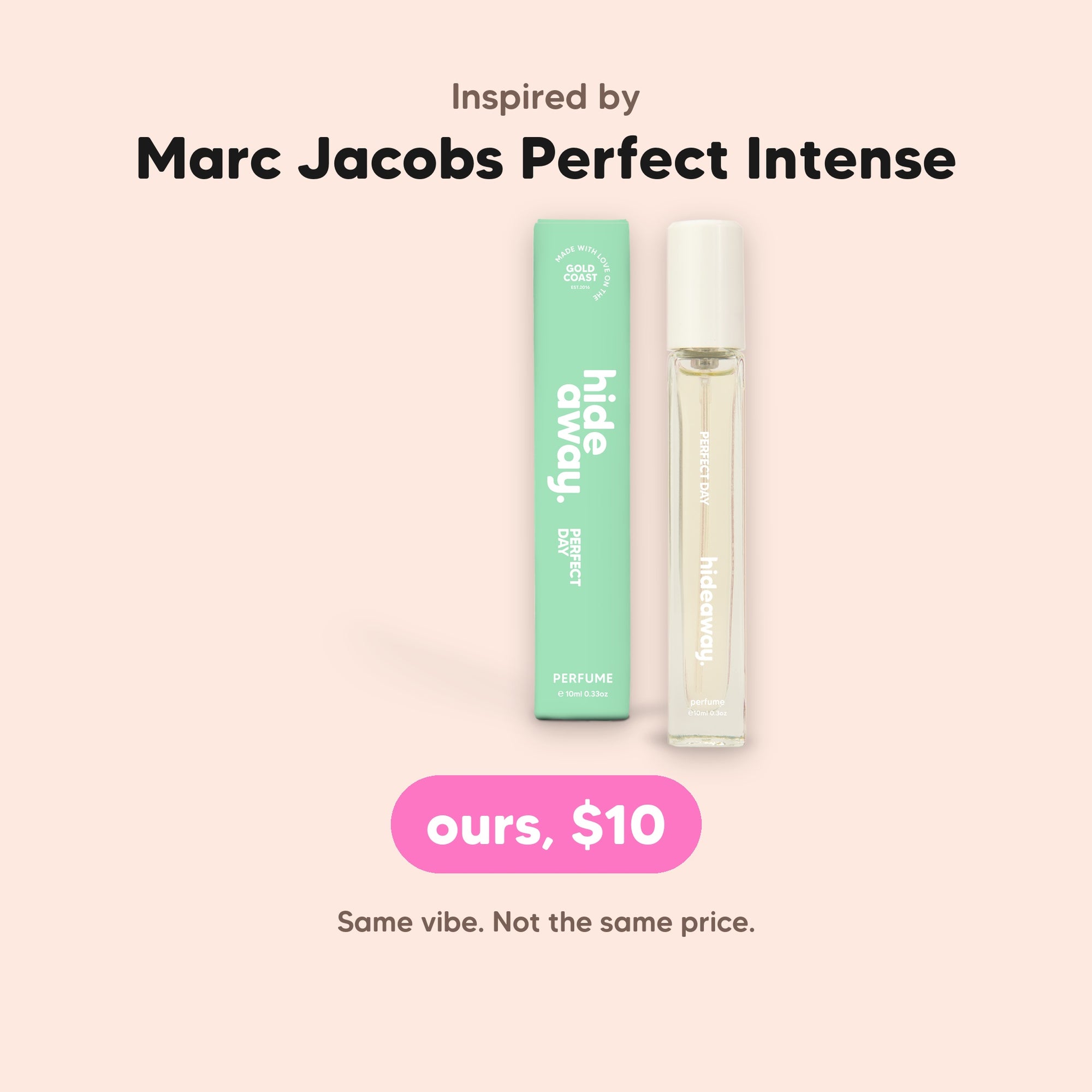 hideaway. Perfect Day Perfume 10ml, inspired by Marc Jacobs Perfect Intense, $10, made in Australia
