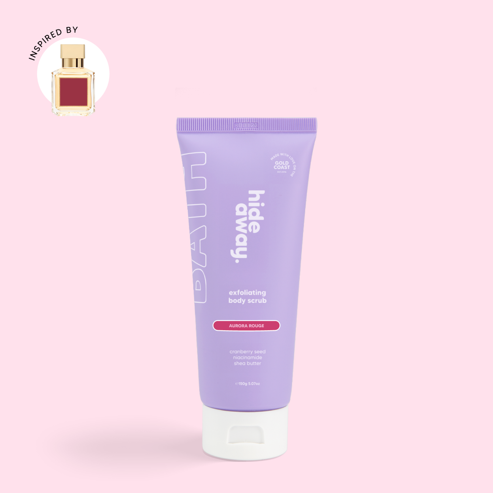 Luxe body scrub with red berries, florals, and musk. Polishes skin and smells divine.