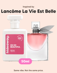 hideaway. Oh So Beautiful perfume 50ml beside the Lancome La Vie Est Belle bottle it is inspired by, handmade on the Gold Coast