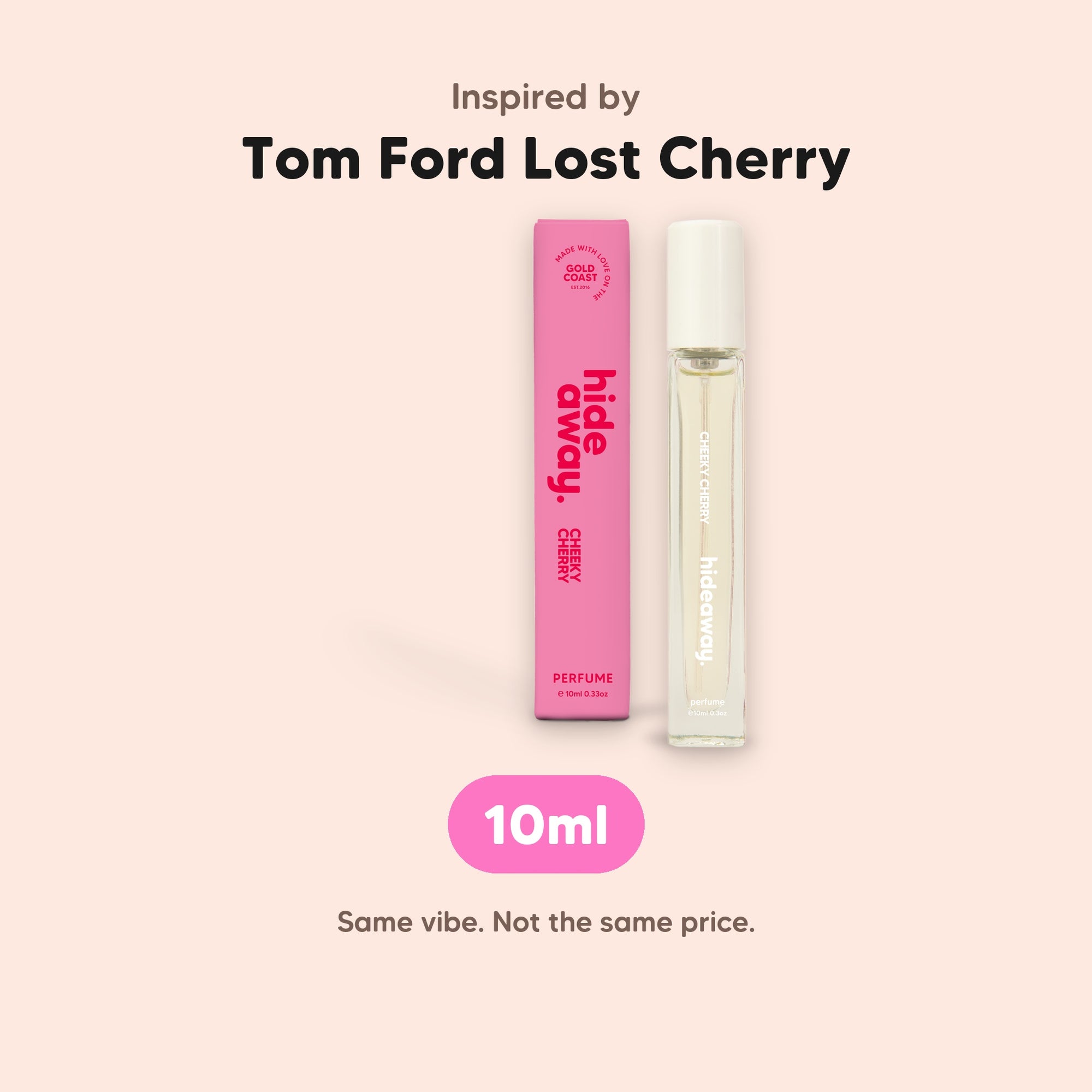 hideaway. Cheeky Cherry Perfume 10ml, inspired by Tom Ford Lost Cherry, made in Australia