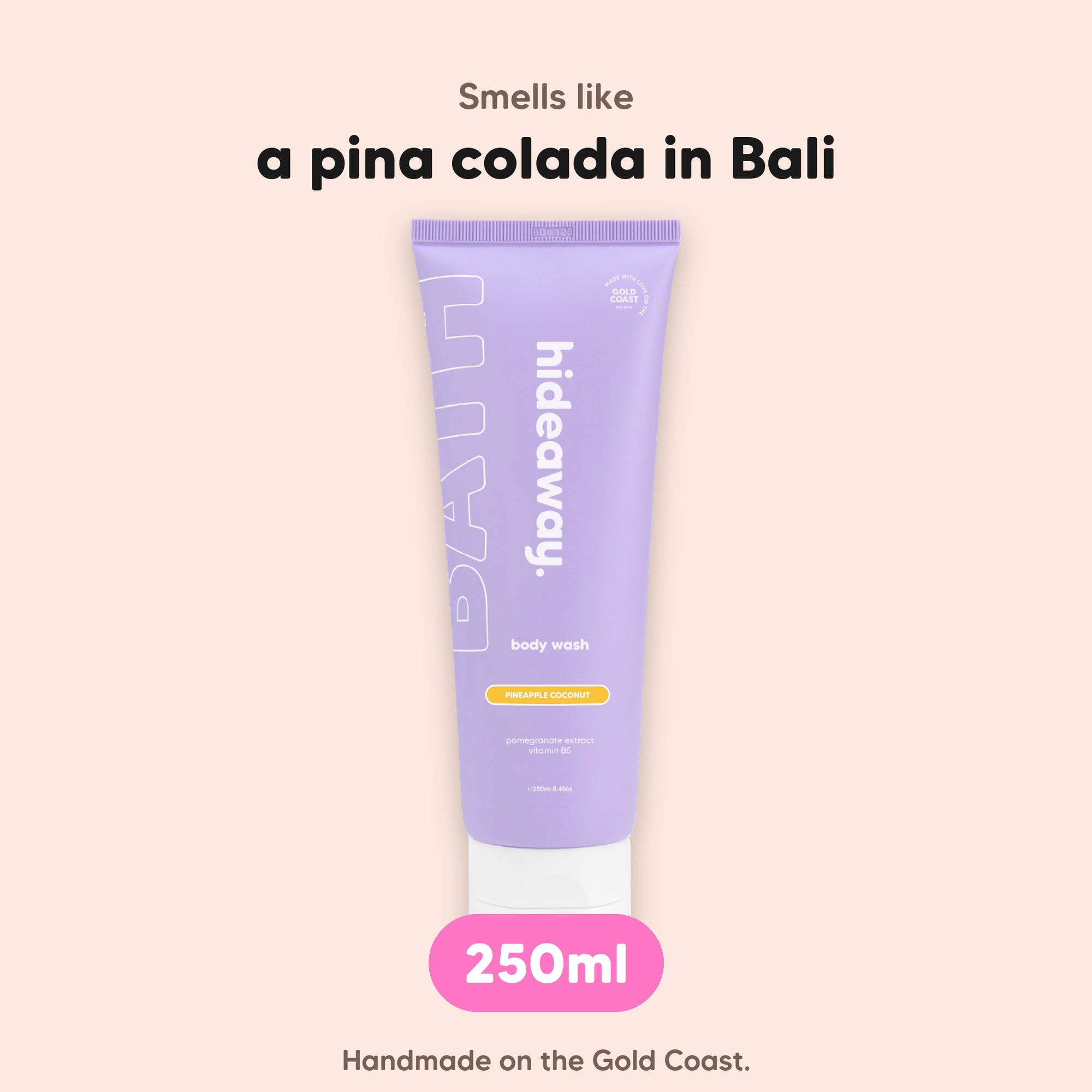 hideaway. Pineapple Coconut Body Wash, 250ml, vegan and made in Australia