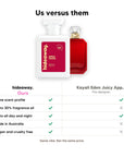 Hideaway. Apple Crush perfume compared to Kayali Eden Juicy Apple: same scent profile, up to 30% fragrance oil, made in Australia, vegan and cruelty free