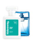Hideaway. Aqua Noir perfume 50ml beside the Versace Man bottle it is inspired by