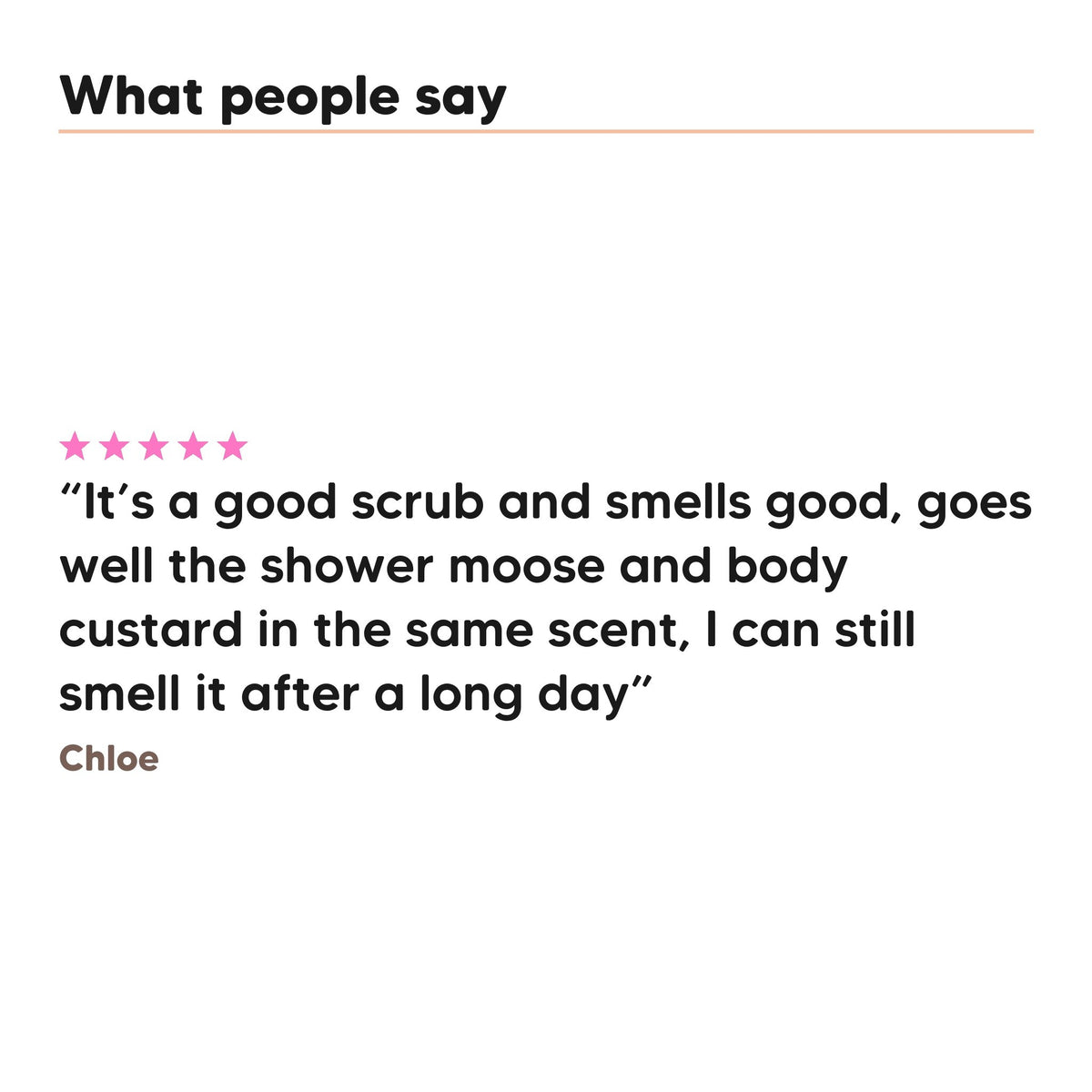 One five star customer review of Hideaway. Aurora Rouge exfoliating body scrub