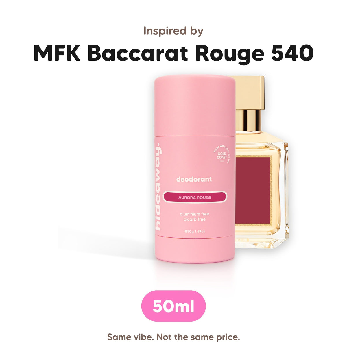 Aurora Rouge deodorant, inspired by MFK Baccarat Rouge 540