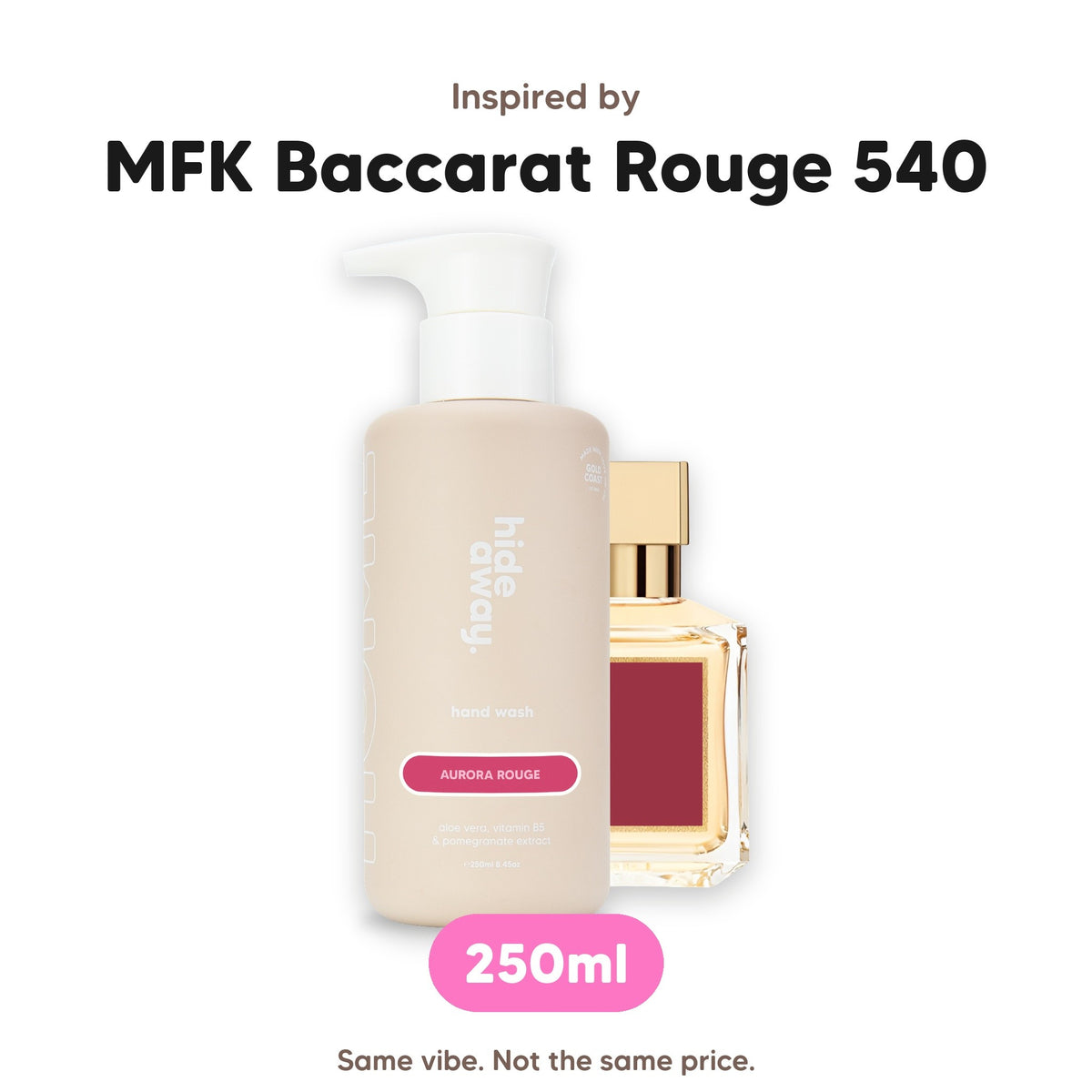 Aurora Rouge hand wash, inspired by MFK Baccarat Rouge 540