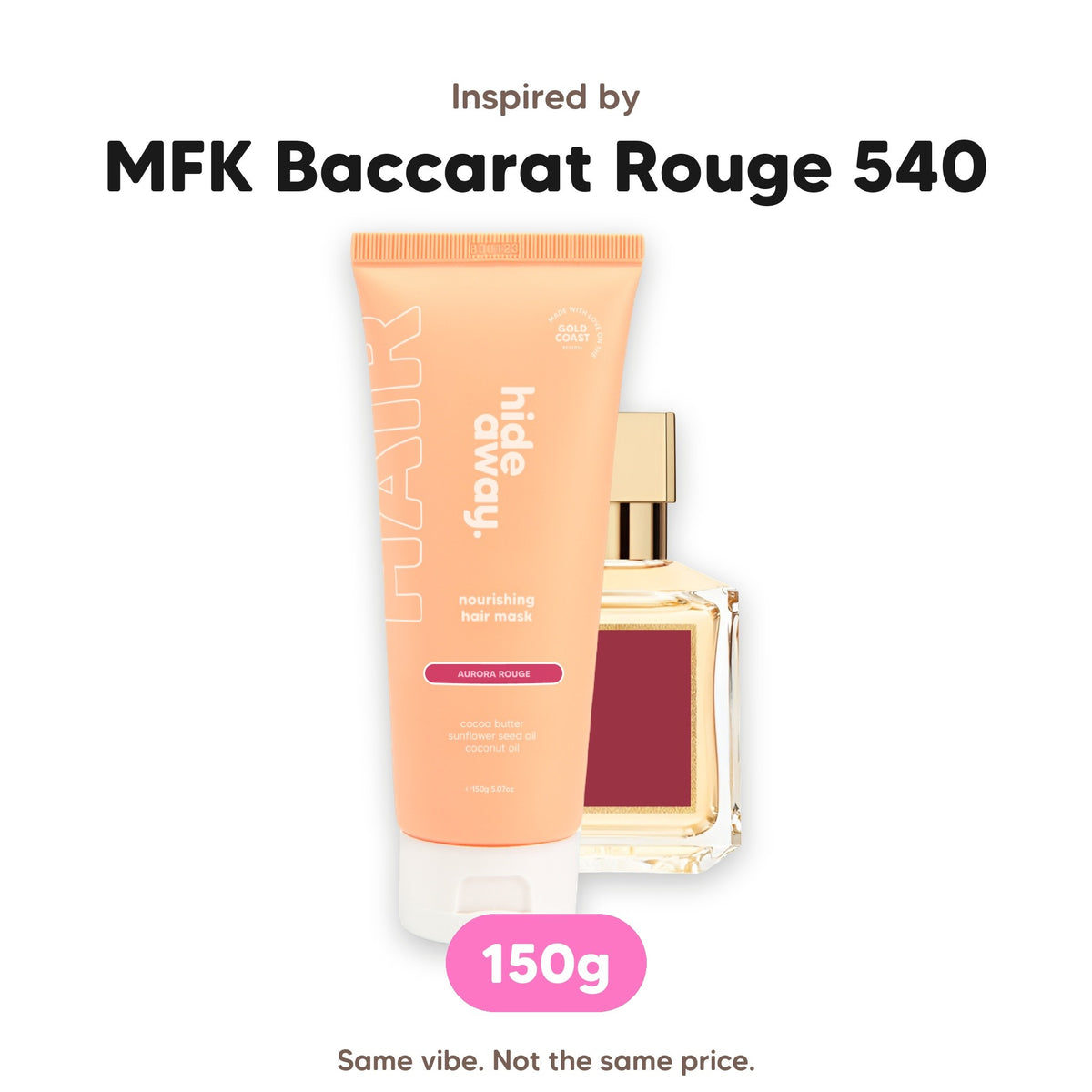 Aurora Rouge hair mask, inspired by MFK Baccarat Rouge 540