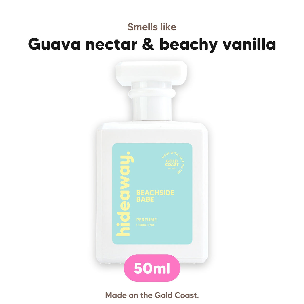 Beachside Babe perfume, smells like guava nectar & beachy vanilla, 50ml