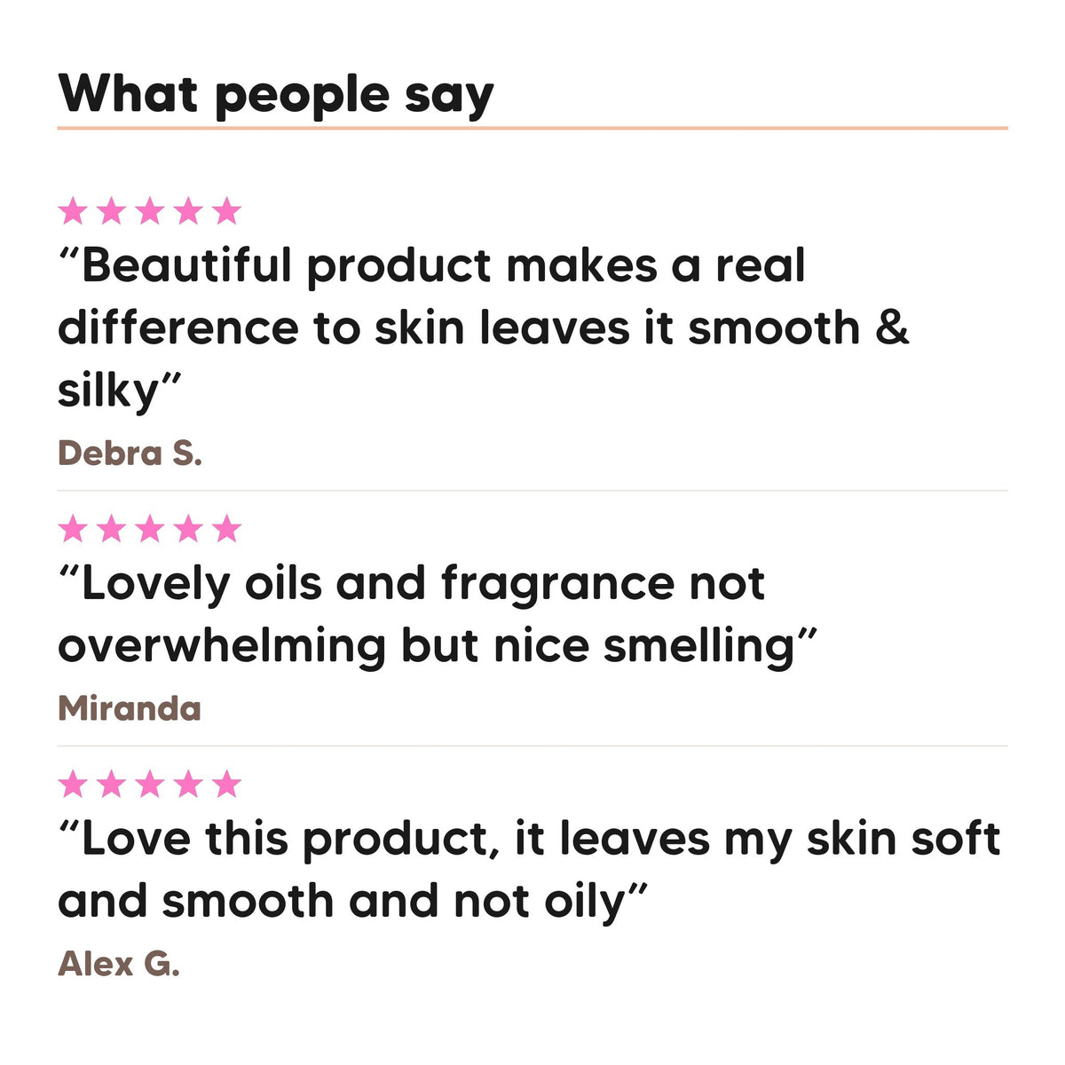 Three five star customer reviews of Hideaway. Black Essence body butter oil