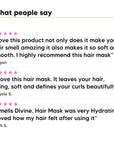 Three five star customer reviews of Hideaway. Black Essence hair mask