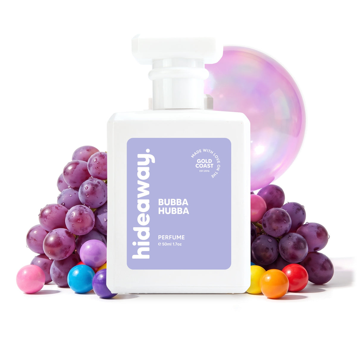Hideaway. Bubba Hubba perfume 50ml with grapes and bubblegum