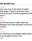 Three five star customer reviews of Hideaway. Bubba Hubba perfume