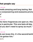 Three five star customer reviews of Hideaway. Centurion Man perfume