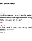 Two five star customer reviews of Hideaway. Cherry Blaze perfume