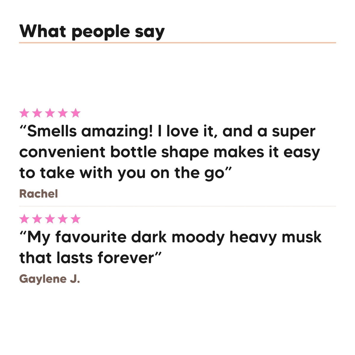 Two five star customer reviews of Hideaway. Cherry Blaze perfume