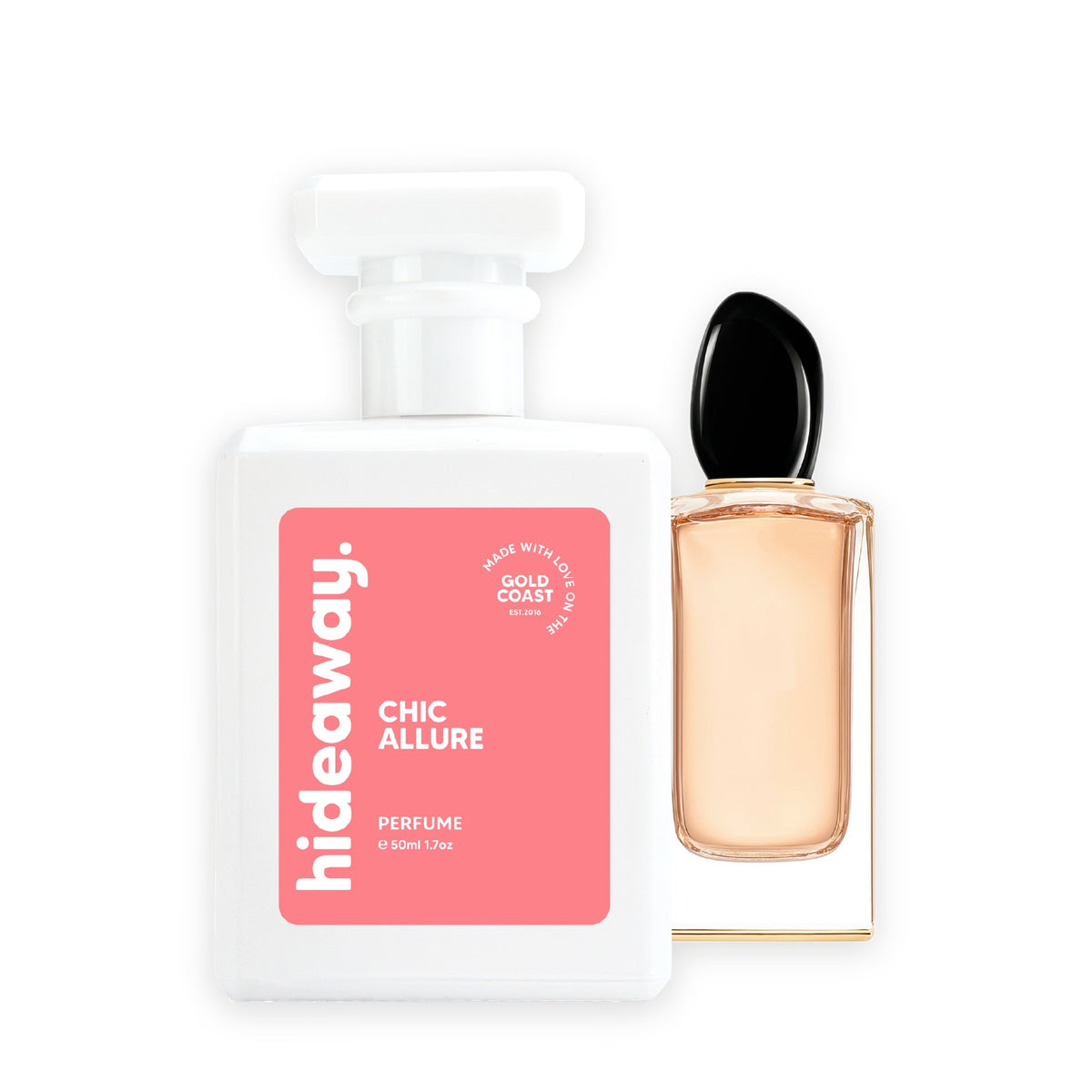 Hideaway. Chic Allure perfume 50ml beside the Giorgio Armani Si bottle it is inspired by