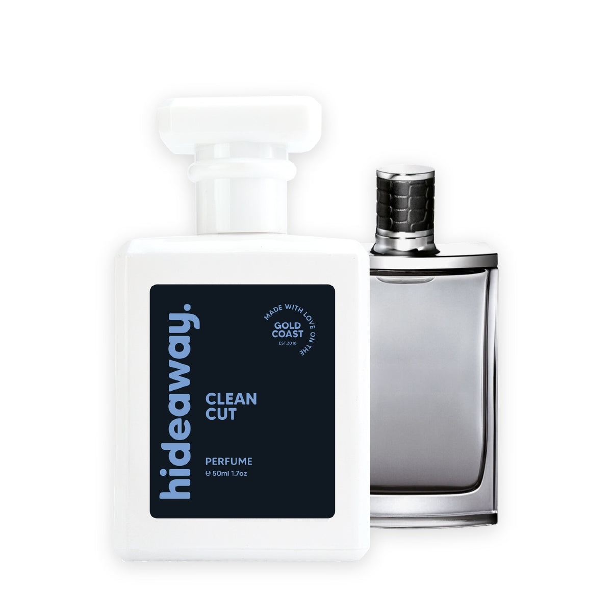 Hideaway. Clean Cut perfume 50ml beside the Jimmy Choo Man bottle it is inspired by