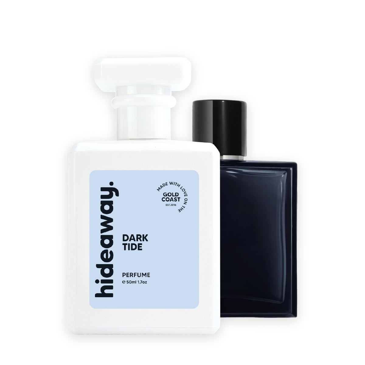 Hideaway. Dark Tide perfume 50ml beside the Chanel Bleu de Chanel bottle it is inspired by