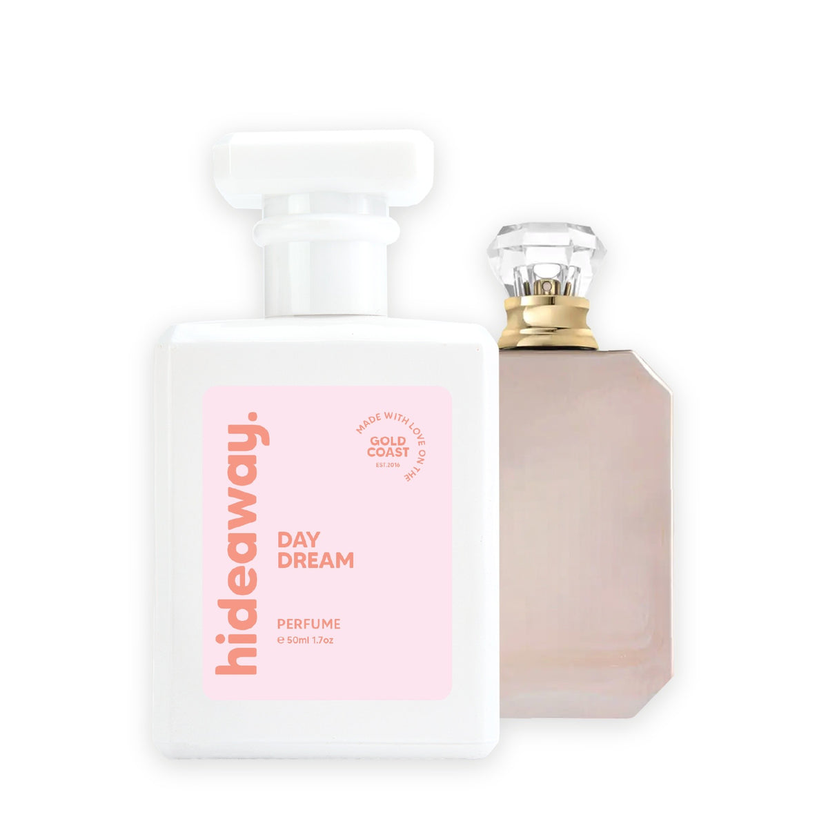 Hideaway. Daydream perfume 50ml beside the Kayali Utopia Vanilla Coco 21 bottle it is inspired by