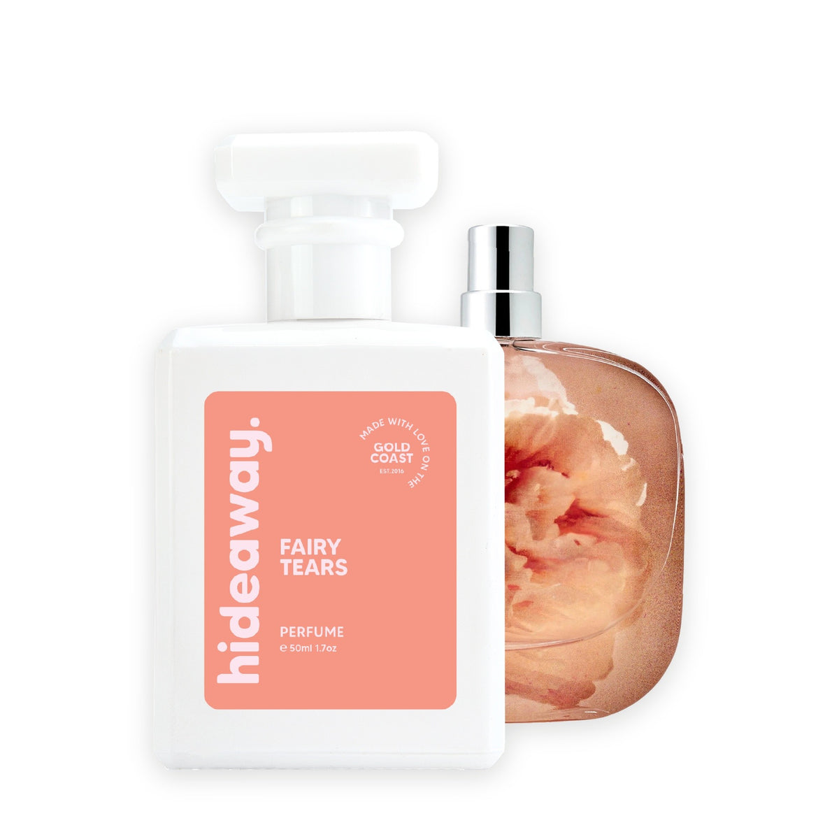 Hideaway. Fairy Tears perfume 50ml beside the Floral Street Wonderland Peony bottle it is inspired by