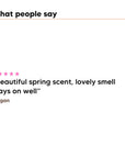 One five star customer review of Hideaway. Floral Frenzy perfume